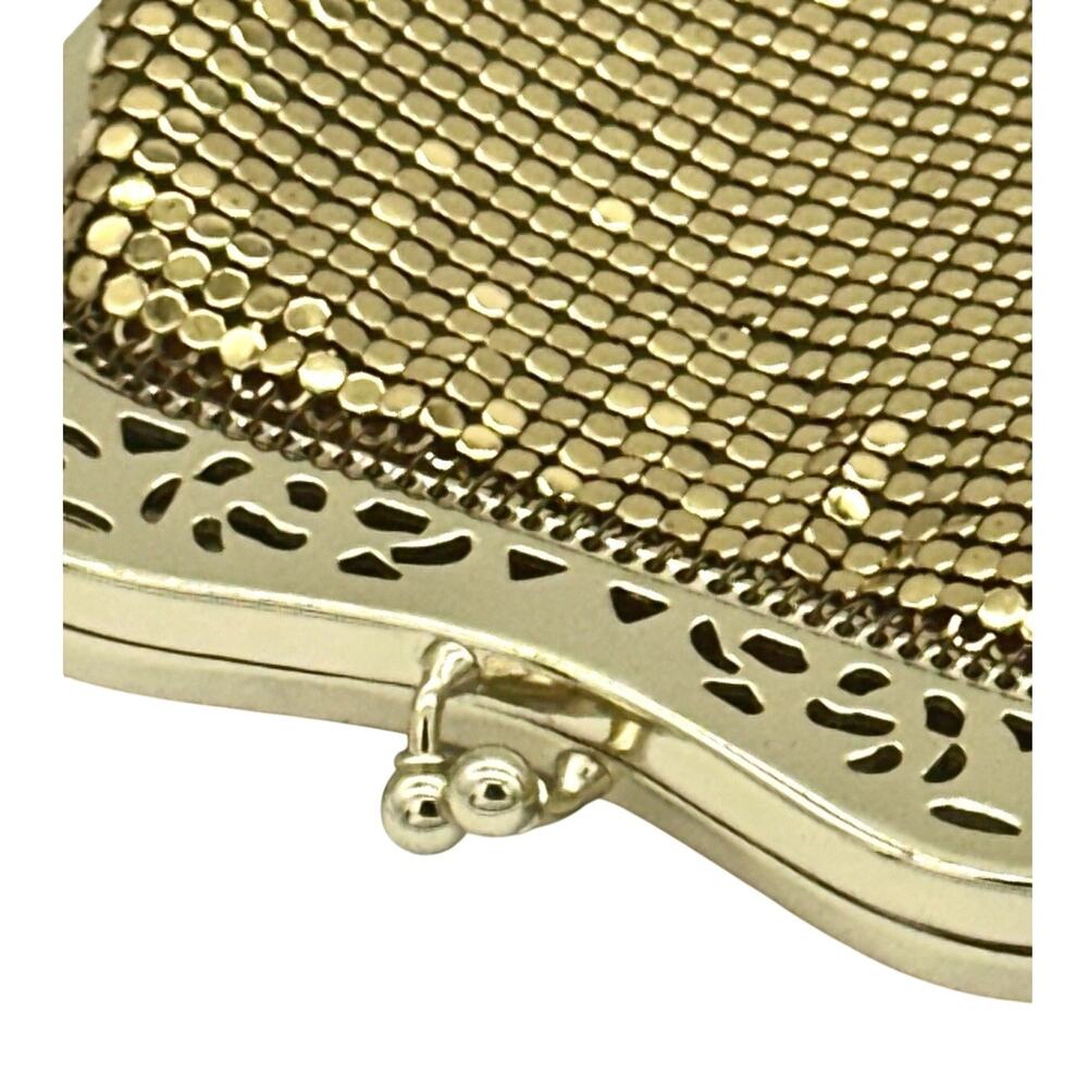 Whiting & Davis Mesh Purse Art Deco Gold Tone Vintage Evening Bag Chain Strap - Picture 3 of 9